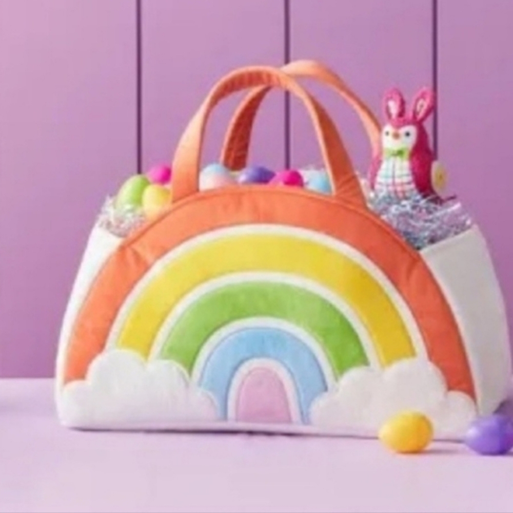 New Novelty Fabric Rainbow Jumbo bag basket 11 inches (H) x 19 inches (W) x 11.5